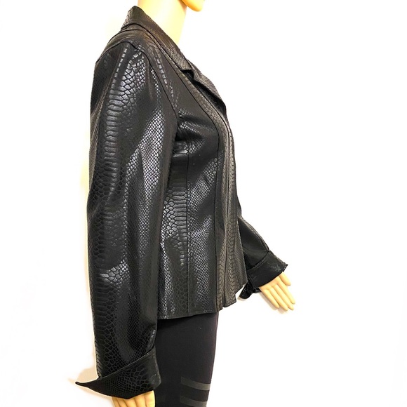 VIRTUE Faux Snake Leather Black Jacket - Picture 4 of 11